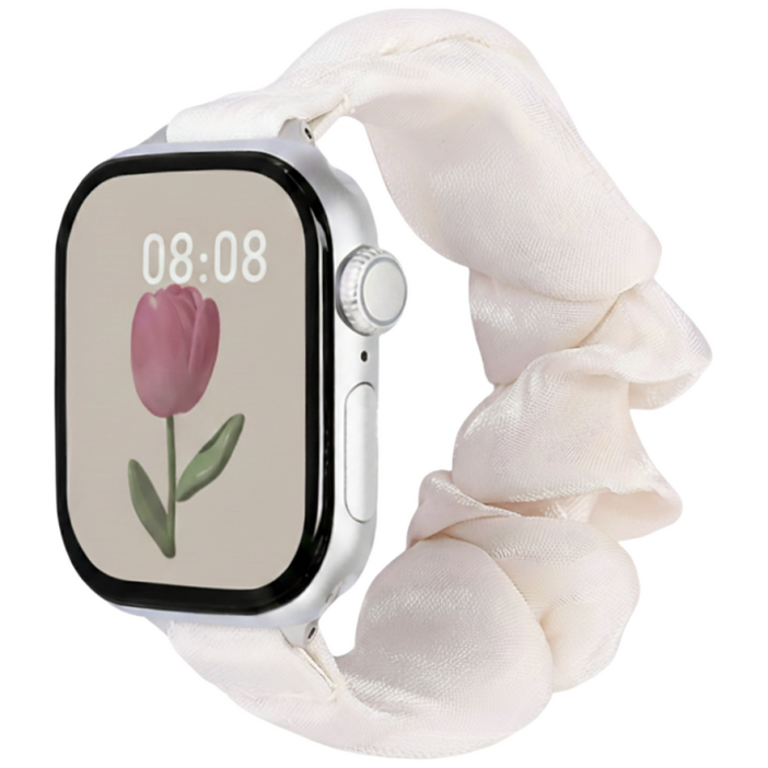 허밍 애플워치 호환 스트랩 스크런치 밴드 실크 곱창 감성, 스타라이트