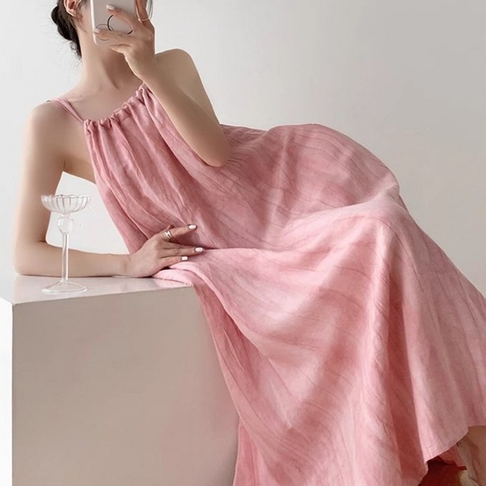 차쿠 휴양지 여성 비치원피스 홀터나시 러블리 비치 원피스