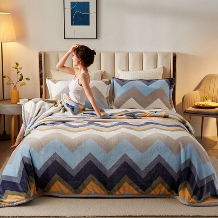 제이에스리빙 특대형 플란넬 사무실 캠핑 극세사 담요