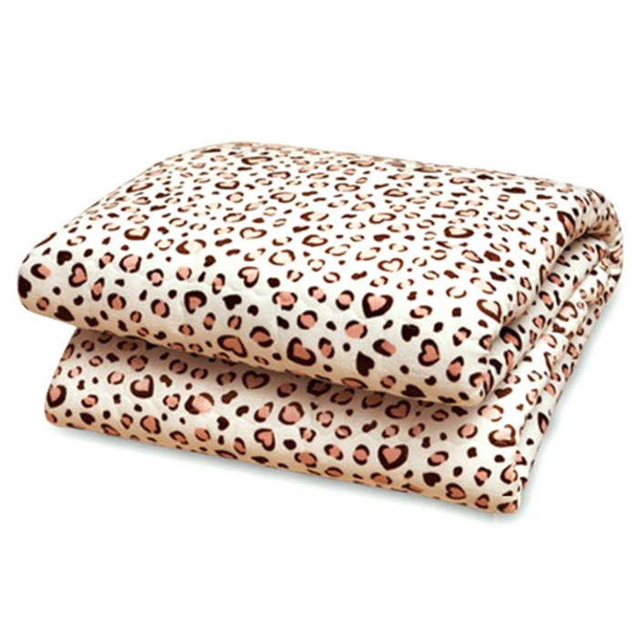 우정플러스 EMF 호피 하트 극세사 전기요 UST-01, 싱글 (100 x 180 cm), UST-01