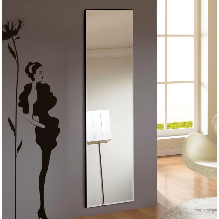 부착식거울 미소아이 심플 벽걸이 전신거울 400 x 1500 mm, 블랙
