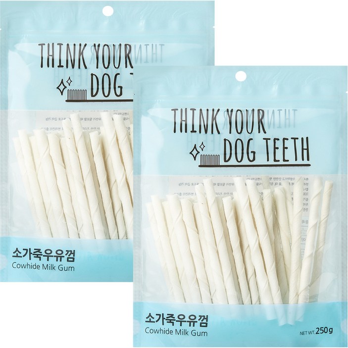 강아지 Think your dog teeth 스틱 소가죽우유껌 250g 44p - 쇼핑뉴스