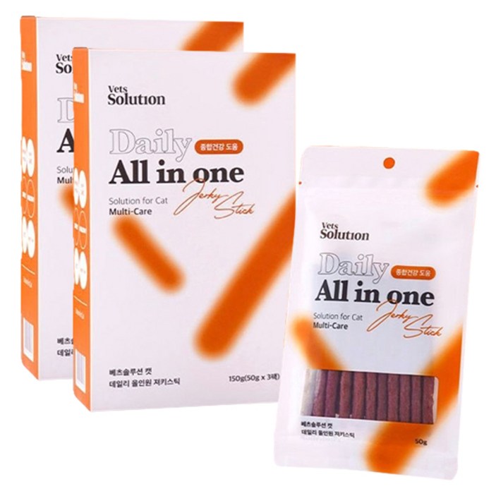 펫프렌즈 베츠솔루션 캣 데일리 올인원 져키스틱 3p, 혼합맛생선연육사슴고기연어, 150g, 2개