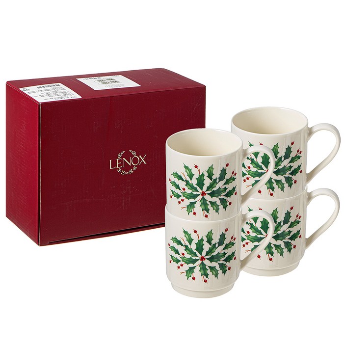 레녹스 홀리데이 스태커블 머그잔 4p 세트 360ml