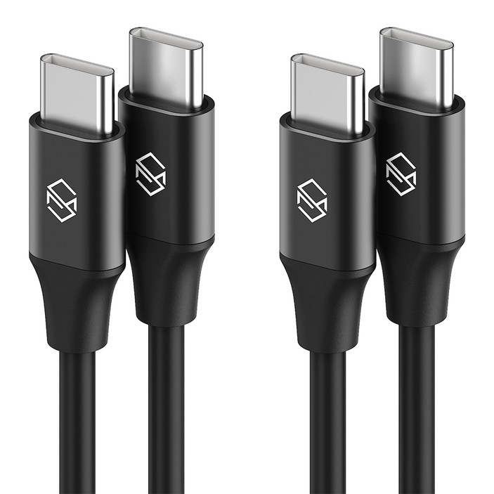 신지모루 C to C PD 고속충전 케이블 60W 2p, 블랙, 2m, 2개