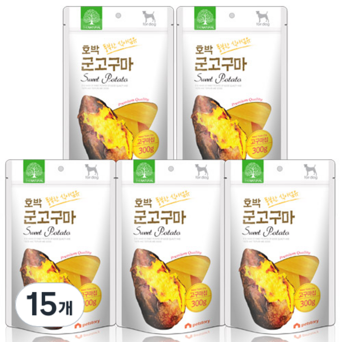 더내추럴 강아지 풍부한 식이섬유 칩 간식, 호박 군고구마, 300g, 15개