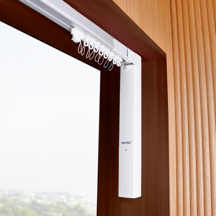 RAiTEC nuguna 프리미엄 스마트 전동커튼 레일 세트 방문설치, 화이트(리모컨)