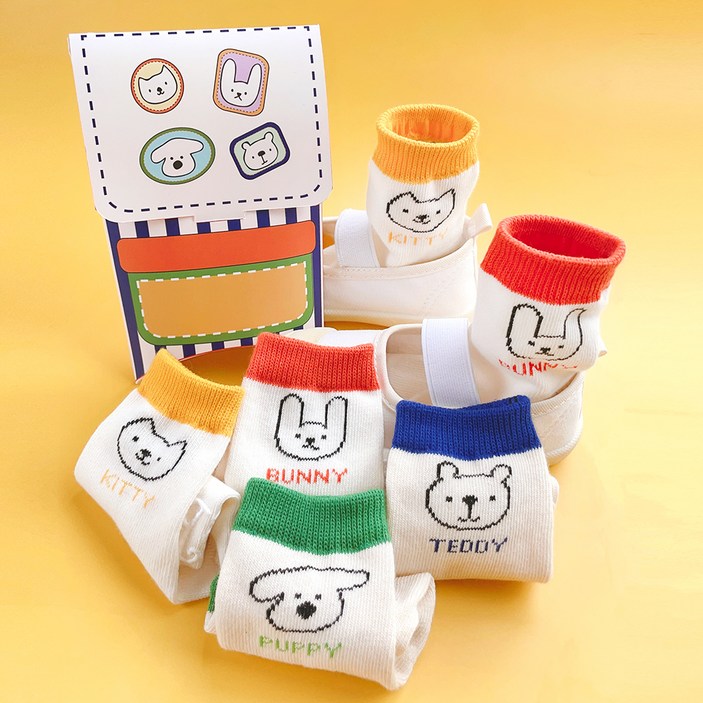 유아동패션 코코비도로시 뽀또프렌 유아동양말 선물 답례품용 케이스세트 4족