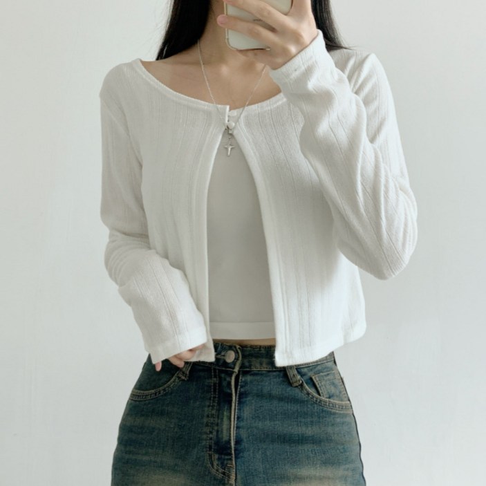 라라온 여성용 투버튼 라운드넥 골지 니트 가디건 25TSP3466