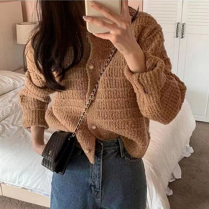 데이소이 여성용 레트로 짜임 가디건