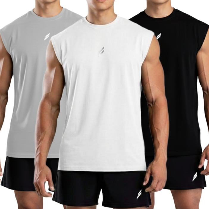 아이니 남자 머슬핏 민소매 나시 기능성 헬스 나시티 3장세트