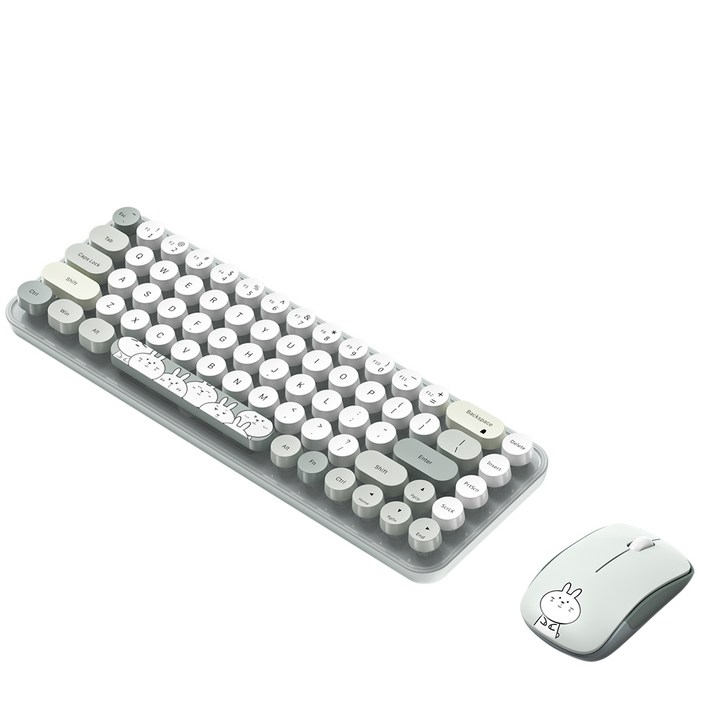 hoco. K7 토끼 2.4GHz 저소음 무선 키보드 마우스 세트, 그레이, K7, 일반형