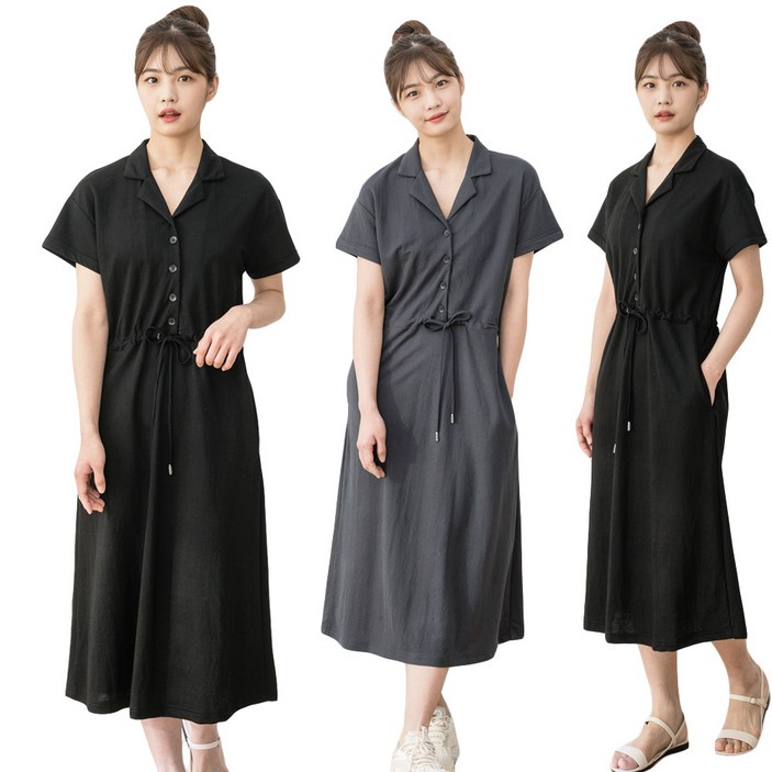 기능성원단포퍼먼스웨어베이직캐주얼여성여름반팔롱원피스