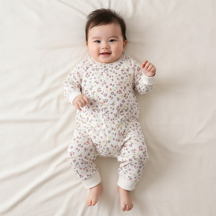 몽실이 뽀송 긴팔실내우주복 유아용 아기 외출복 돌선물 백일선물