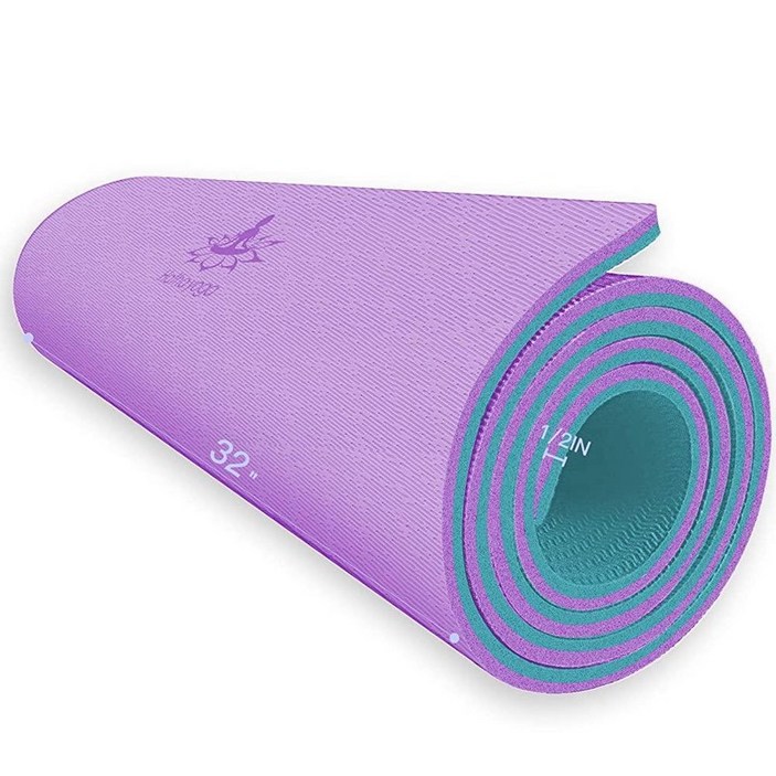 미국발송 Hatha Yoga 매우 두꺼운 TPE 요가 매트 - 182.9 x 81.3cm(72 x 32인치) 두께 1.3cm(1/2인치) - 친환경 SGS 인증 - 홈짐 여행 및