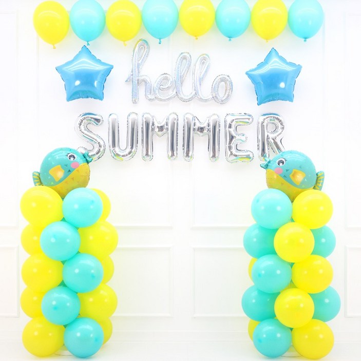 파티짱 여름 SUMMER 풍선 세트 파티 이벤트, 1개, hello SUMMER 여름풍선기둥세트마린아쿠아