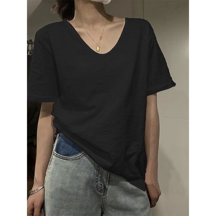 YioYcc 여성 루즈핏 슬림핏 반팔 티셔츠