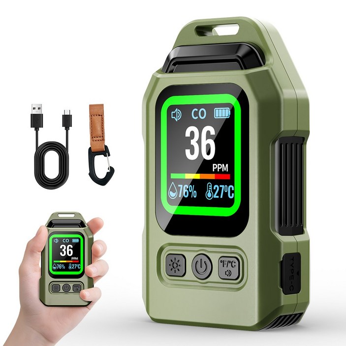 일산화탄소 경보기 측정기 감지기 휴대용 차량용 캠핑용 밝기조절 온습도 표시