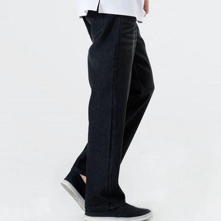 남성 청바지 스판 와이드 남자 청바지 바지 팬츠 블랙_966EA