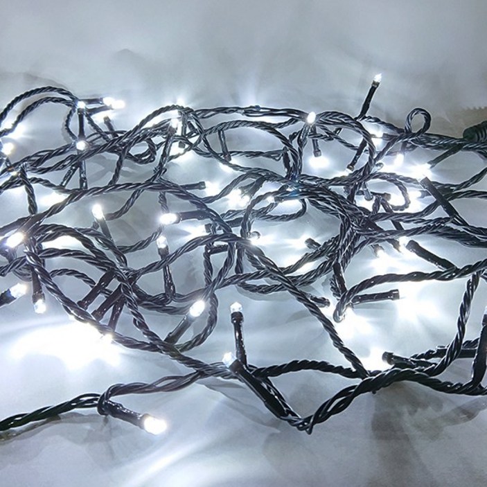 트리나무 선세이브 LED 은하수 100구 검정선+정류기 세트 크리스마스 트리전구, 백색(White)
