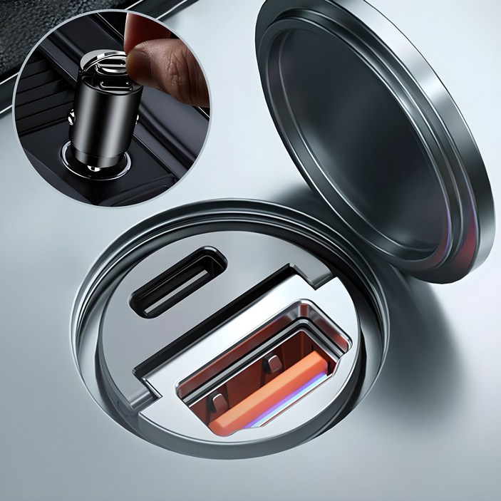 [매립형130W] 차량용 초고속 시거잭 충전기 USB C타입 PD QC