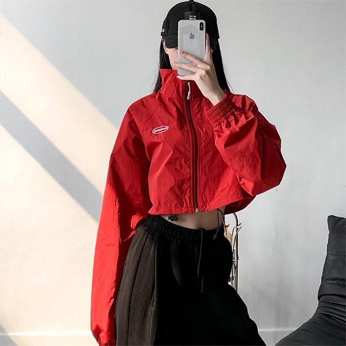 예니브 신상 크롭 집업 바람막이 자켓