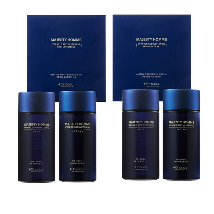 중년남성/면도피부 진정/주름탄력 미백 개선 마제스티 옴므 링클 앤 화이트닝 스킨로션 세트, 2개