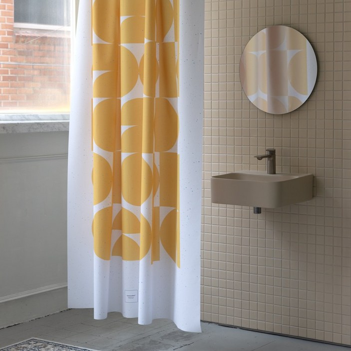 원세븐나인 패브릭 샤워커튼, 레트로플로-옐로, 1개