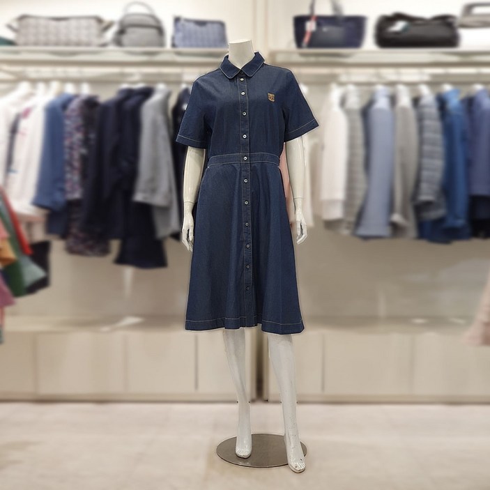 크로커다일레이디 셔츠카라넥 플레어 데님 원피스 CLDMOP105