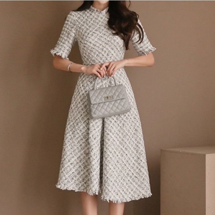 Lovin closet 여성 가을 트위드 원피스 정장 결혼식 하객룩 오피스룩