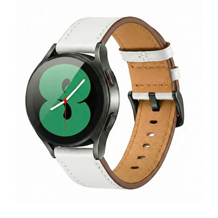 삼성 갤럭시워치5 40 44MM 워치5프로 45MM 고급 가죽 시계줄 밴드 스트랩 R900910920905915925 호환, 화이트