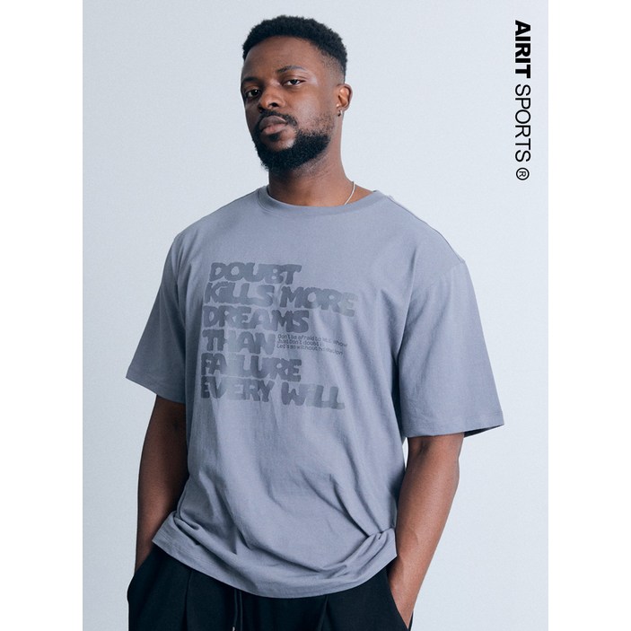[에어릿] 스크립트 프린트 티셔츠 AM1176 GY