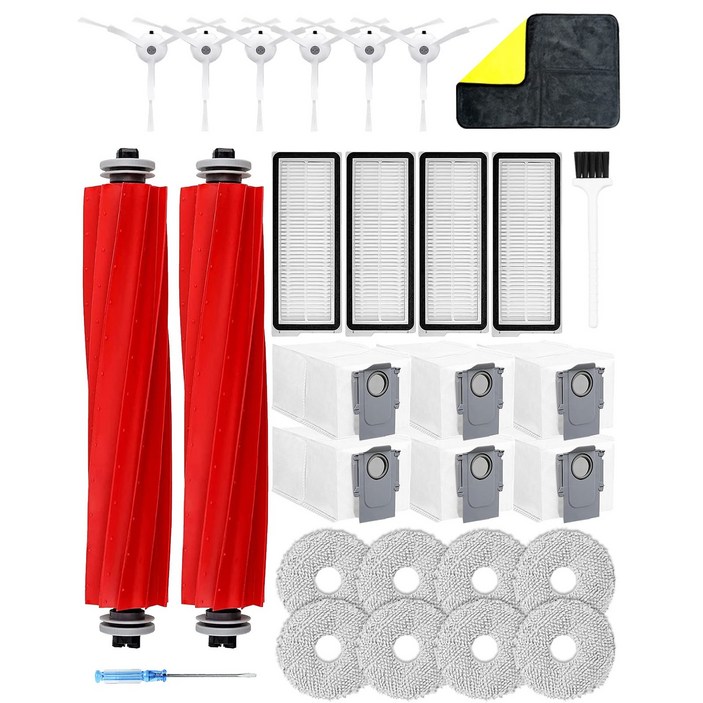 Yivy로보락 Q Revo ProQ Revo Max V 로봇 브러쉬 필터 물걸레 먼지 봉투 부품 세트, 로보락29set, 1개