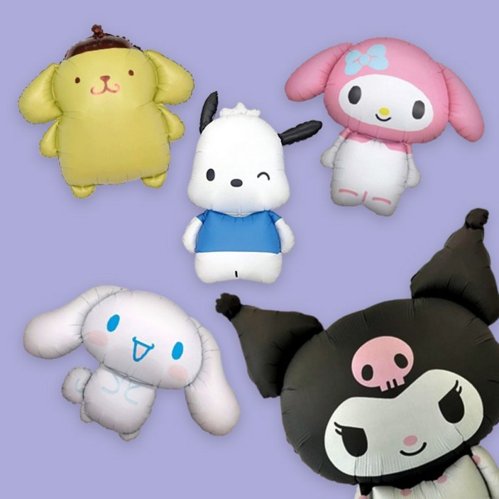 [파티지_로켓] 산리오 풍선세트 시나모롤 쿠로미 마이멜로디 폼폼푸린 쿠로미