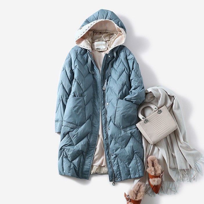 Wa365 오리털 롱패딩 움직임 가벼운 프리미엄 흰 오리털 초경량 후드패딩점퍼 SM039