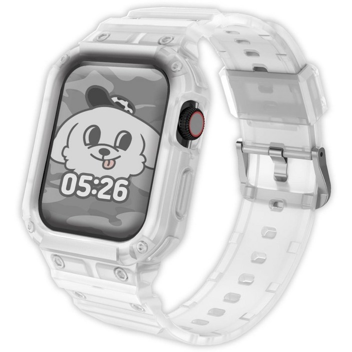 아이메이드잇 애플워치 호환 풀커버 일체형 실리콘 스트랩, 클리어, 1개