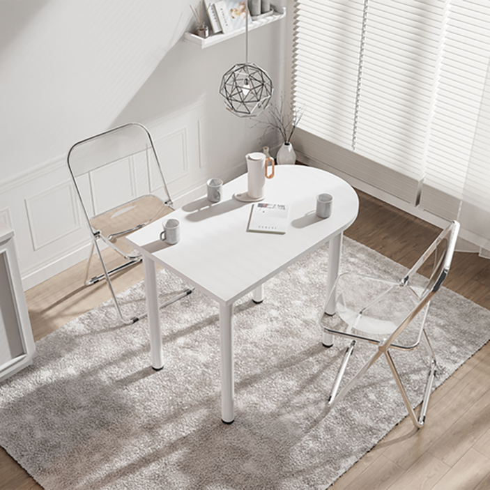 식탁테이블 반원형 2인용식탁 화이트 거실테이블 1000, 4인용, 화이트