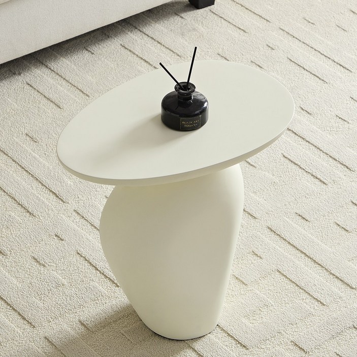 하조이 조약돌사이드테이블 불규칙소파사이드테이블, 화이트 스크럽면