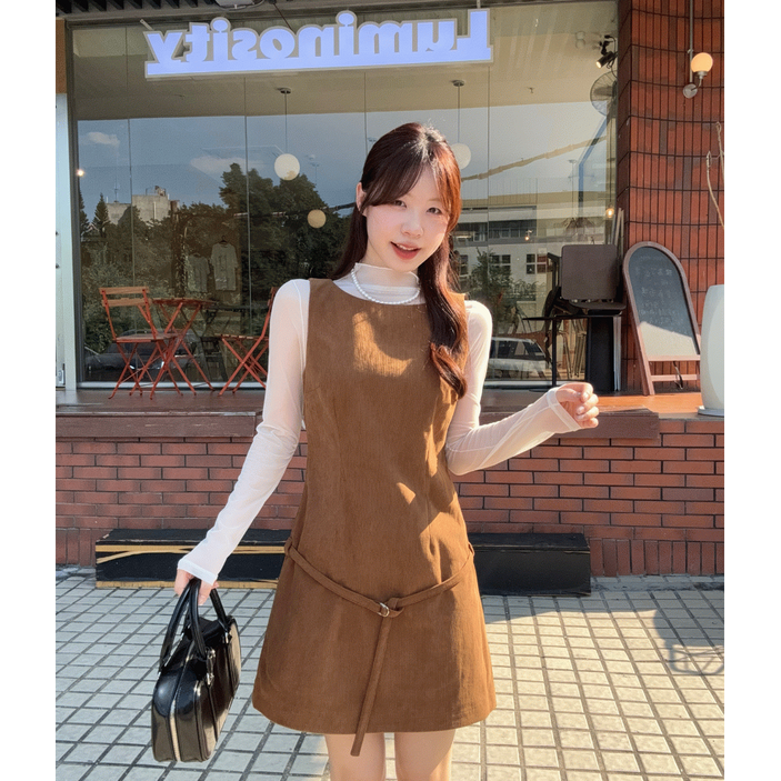 banhany 코리 코듀로이 뷔스티에 레이어드 골덴 미니 원피스