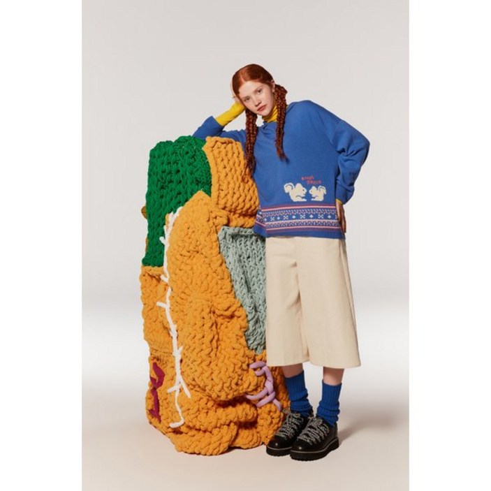 베네통 여성 후드티 다람쥐 후드 니트 BAKP63461