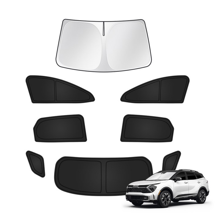 오토셀러 디올뉴 스포티지 NQ5 차량용 암막커튼 햇빛가리개 캠핑 차박커튼 창문가리개 윈도우 썬블럭 21년7월2024년10월 연식, 1세트, 실버 블랙