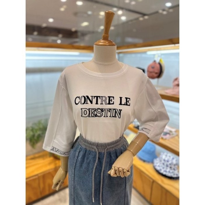 레코브 밑단시보리 자수 5부 티셔츠LC31E4LT507X 1290529