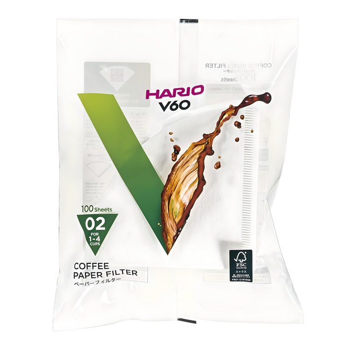 하리오 V60 종이필터 02 화이트 VCF-02-100W