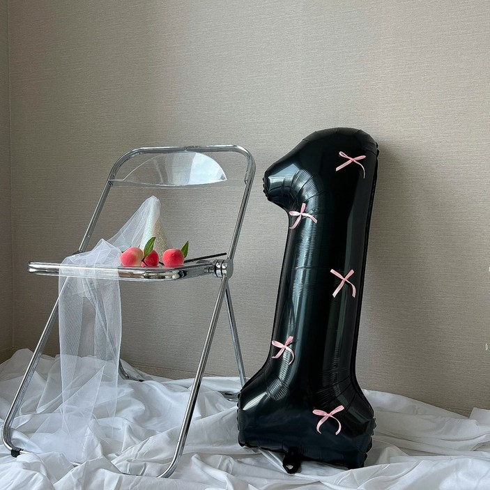 숫자풍선 생일풍선 대형 리본 생일파티용품 이벤트, 블랙핑크리본
