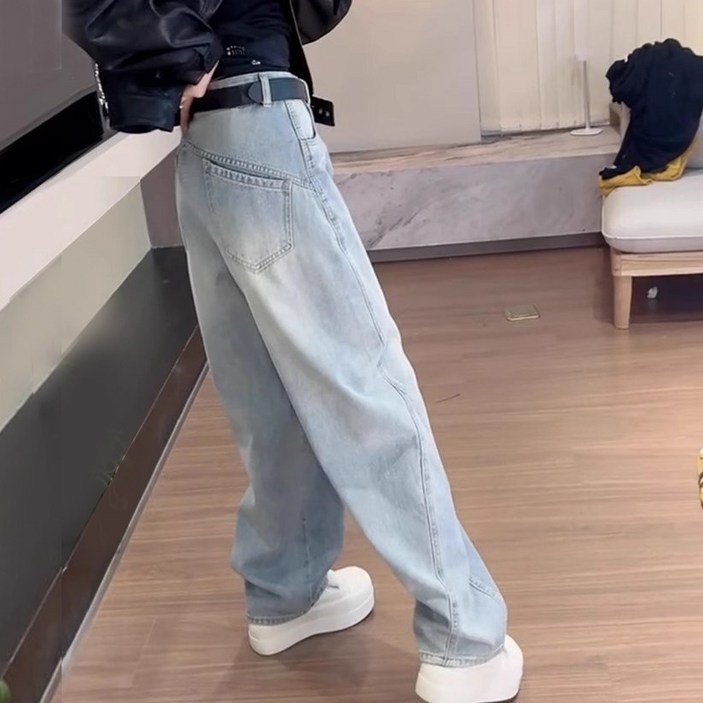 퀸앤조이 렌다핏 사선 포켓 테이퍼드 데님 팬츠