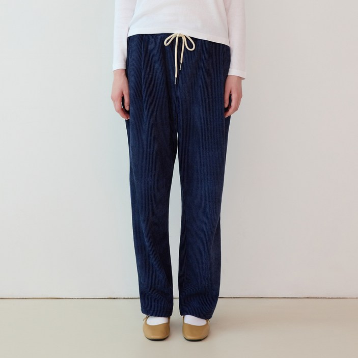 라파클럽 남녀공용 코듀로이 원턱 밴드 롱 팬츠 일자 핏 바지