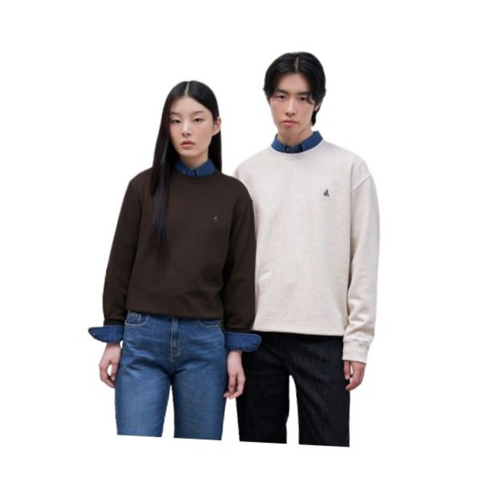 빈폴 BEANPOLE MEN [Essential] 남녀공용 로고 자수 스웨트 셔츠 베이지 (BC4841E03A) BC4841E03A 397905