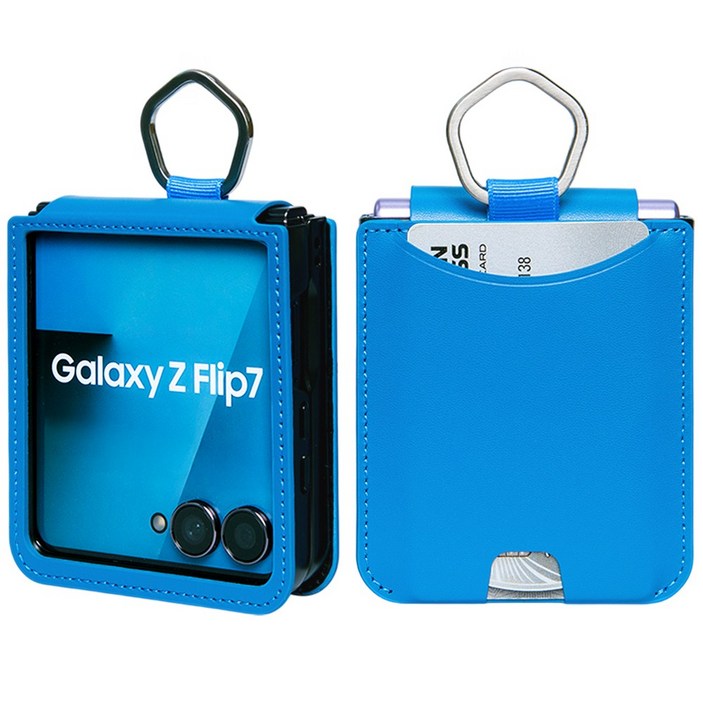 폰누리 갤럭시 Z플립 링 힌지보호 가죽 카드 휴대폰 케이스