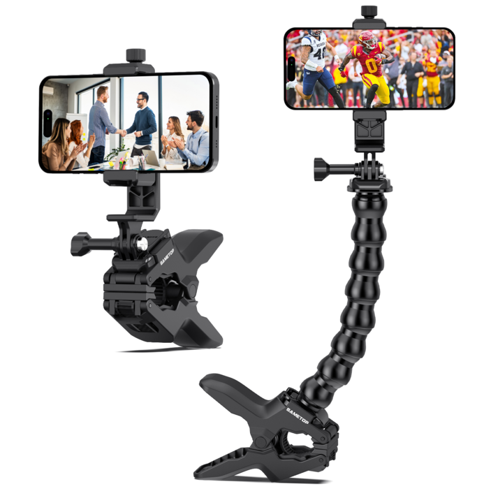 GoPro 액션 카메라와 호환되는 데스크 폴용 휴대폰 홀더 클램프 마운트 구즈넥 클립 휴대폰 스탠드