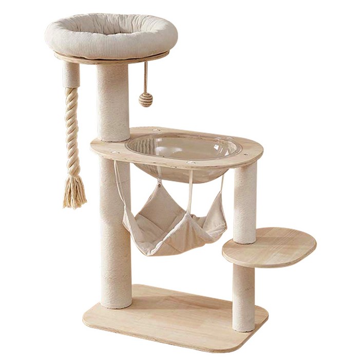 멍냥이랑 원목 캣타워 캣폴 스크래쳐, 1개, 미니 구름 캣타워 3단